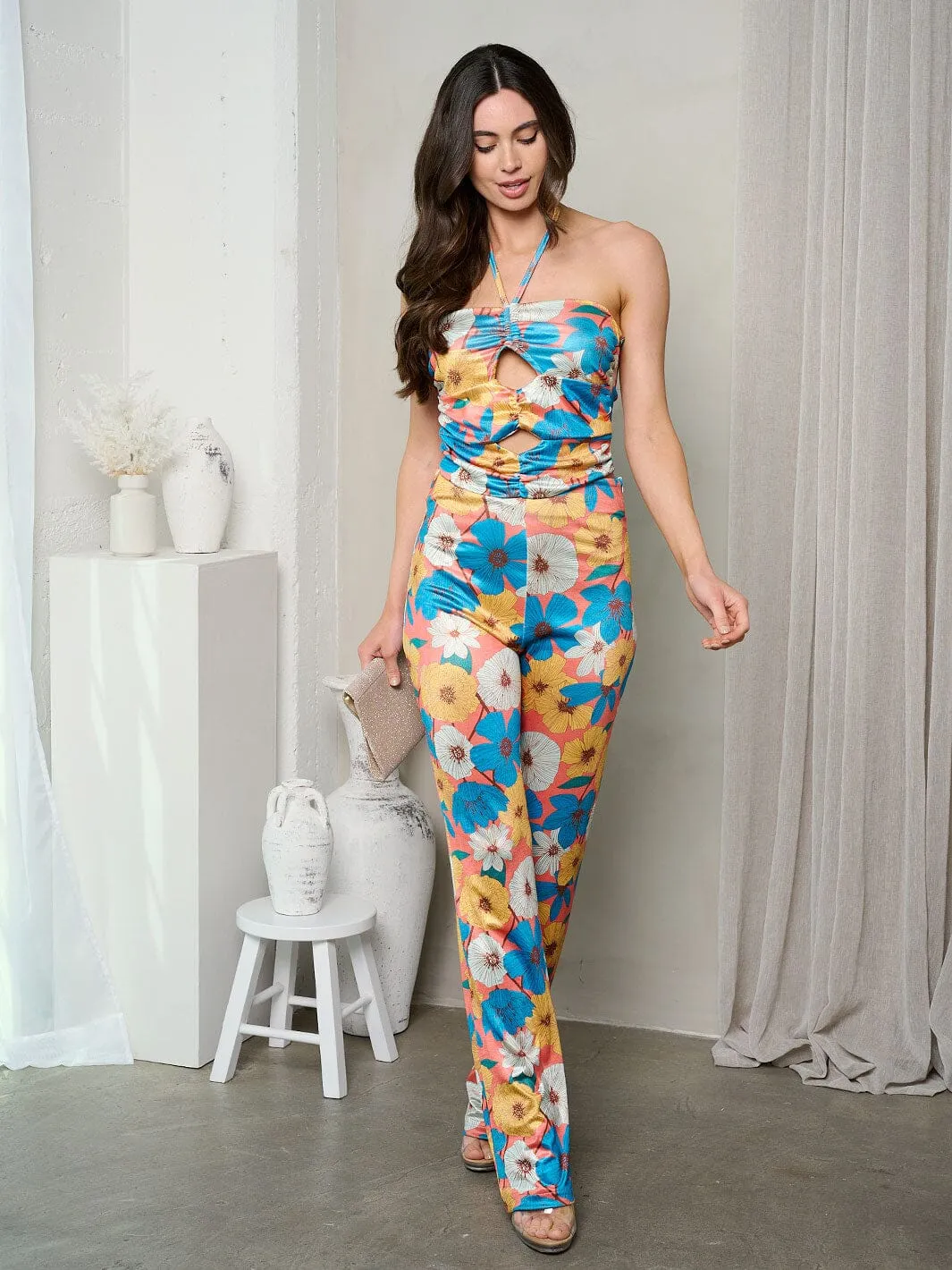 WOMEN'S SLEEVELESS CROP TOP & PANTS FLORAL 2 PC. SET